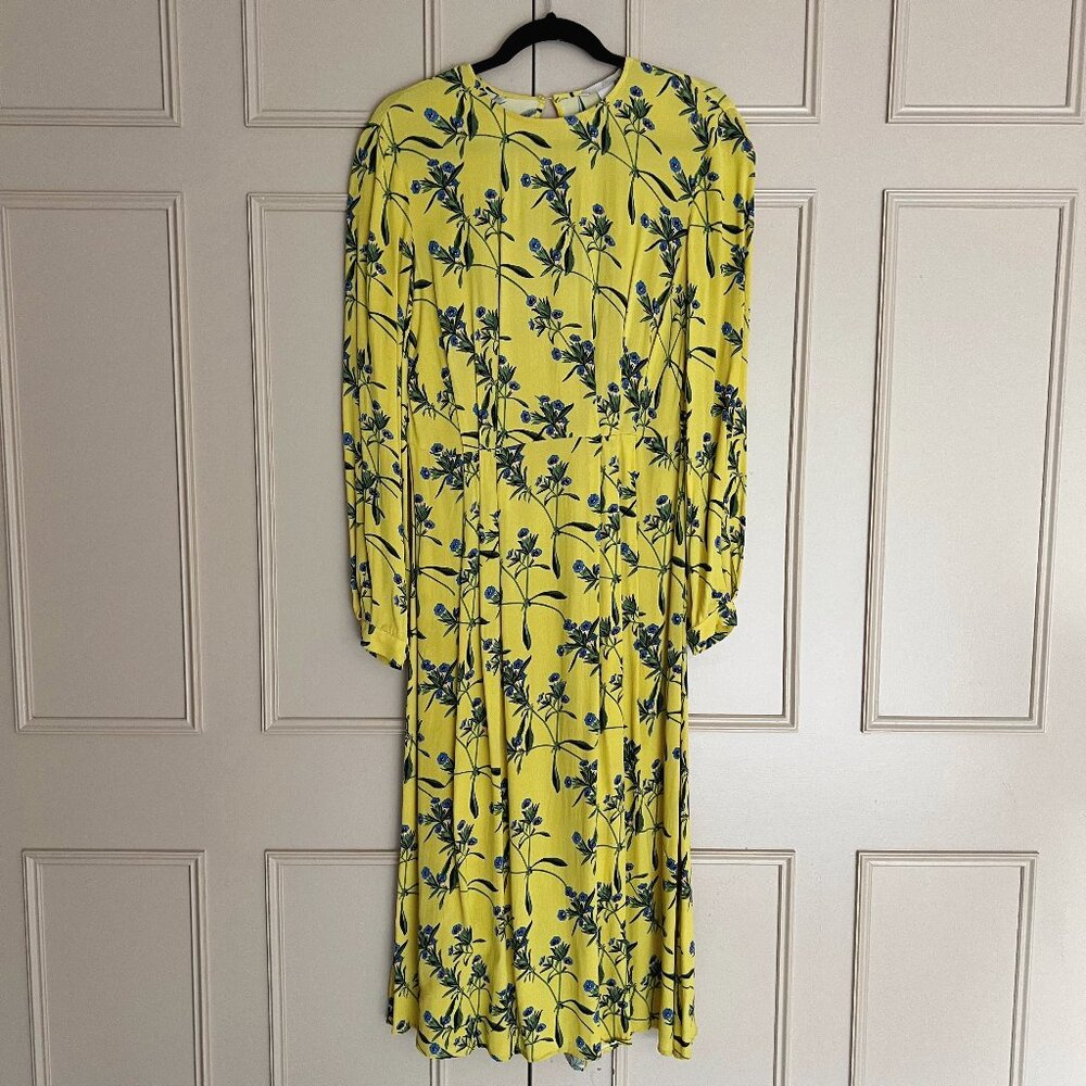 H&M Yellow Floral Midi Dress - Size 2